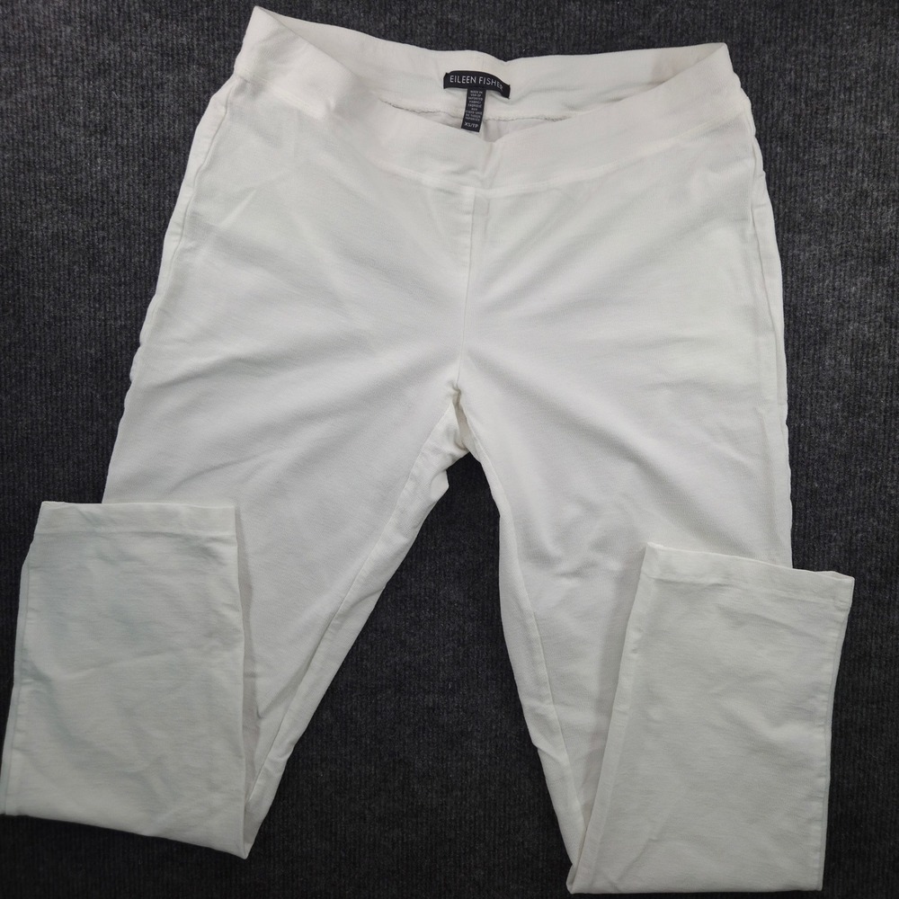Eileen Fisher Womens XS White Stretch Crepe Ankle Pants Slim Leg Career Chic
